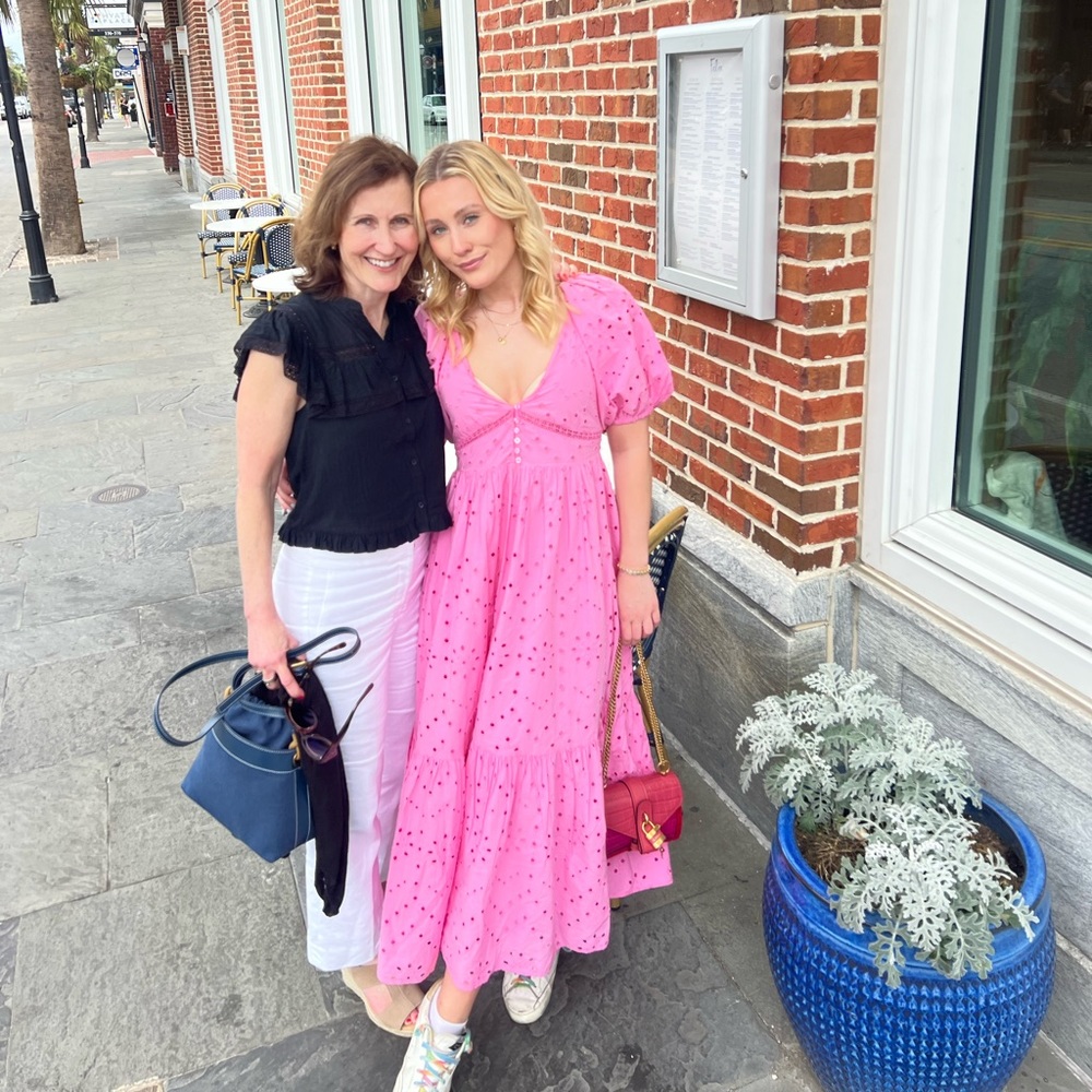 Zara Pink Pointelle maxi dress with sleeves